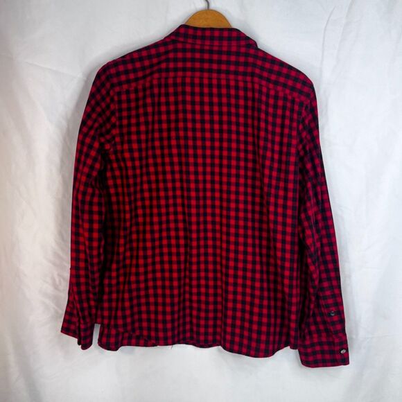 Chaps Red Black Gingham Plaid Button Front Long Sleeve Flannel Shirt Size XL - Picture 2 of 10